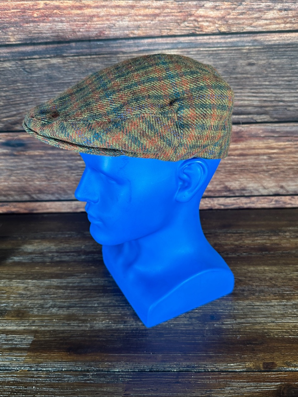 Harrods Private Label Multicolor Tweed Flat Cap - Green, Brown, Orange Accents